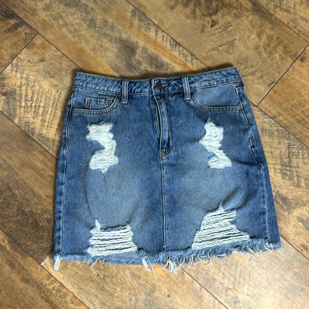 HOLLISTER Destroyed Denim Skirt, Size 9 (29W)